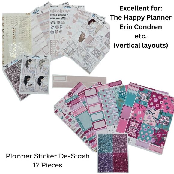 Planner Sticker De-Stash - 2 Sets - 17 Pieces - Picture 1 of 13